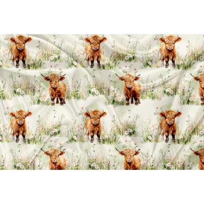 Printed Cuddle Minky Vache Highland dans le champ ! - PRINT IN QUEBEC IN OUR WORKSHOP